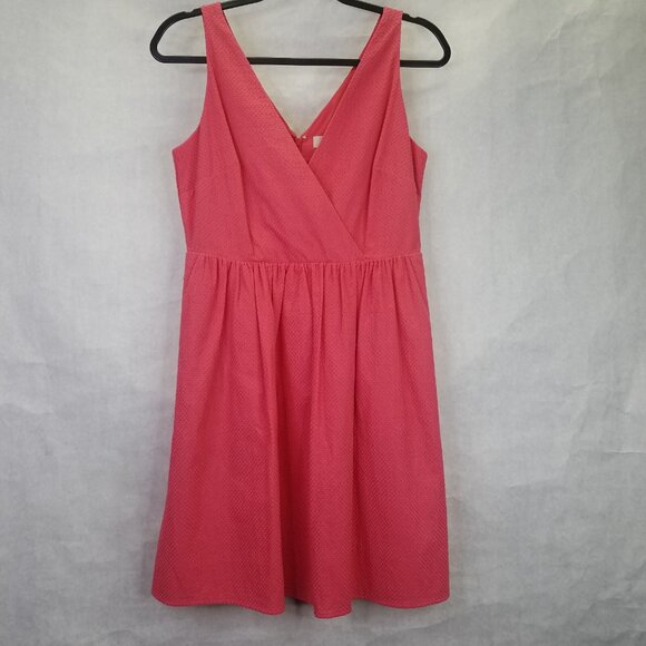 Ana Taylor Loft A-Line Dress Women's 4 Petite Pink Surplice Textured Pleated NEW - Picture 9 of 16